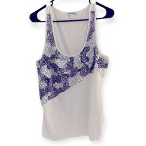 Express White and Purple Sequin Tank Top
